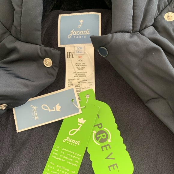 Jacadi Baby Boy Navy Blue One Piece Snowsuit 12M - Picture 12 of 13